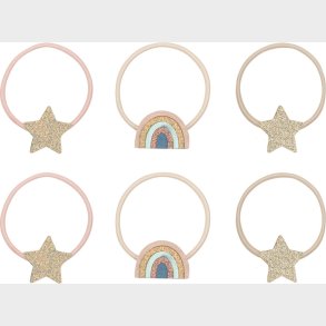 Mimi & Lula - 6 Hrelastikker - Rainbow Og Star Celeste