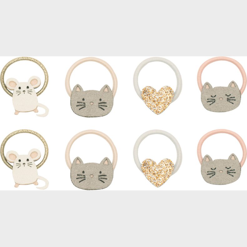 8 H�relastikker Til B�rn - Mini Kat Og Mus - Mimi & Lula