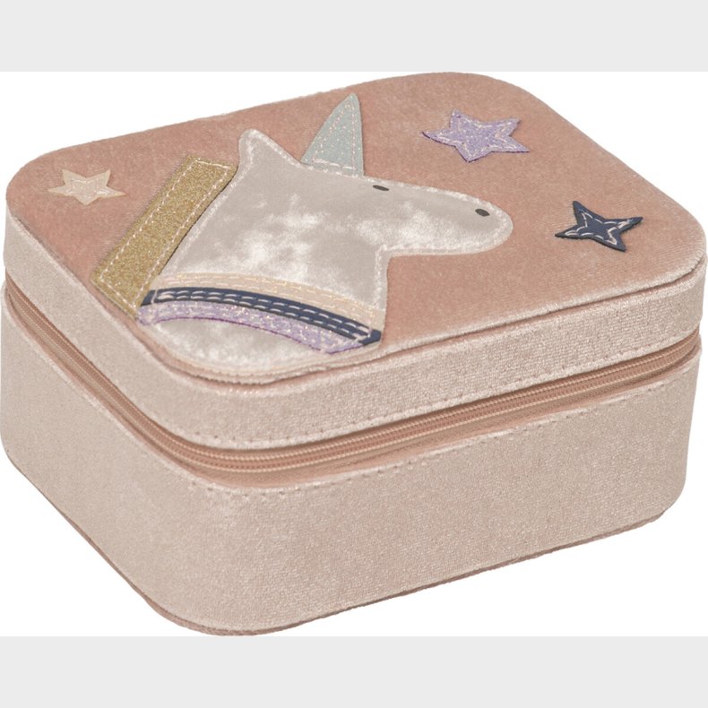 Smykkeskrin Til B�rn - Enhj�rning Velour Lyser�d - Mimi & Lula