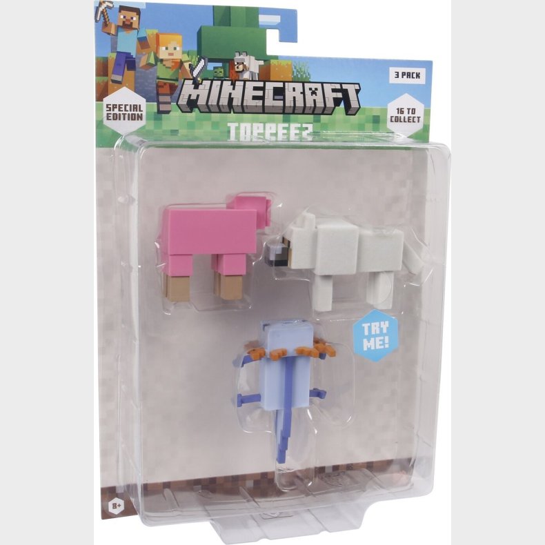 Minecraft - 3d Special Edition Figure 3 Pack Blister - Sheep, Wolf & Axolotl