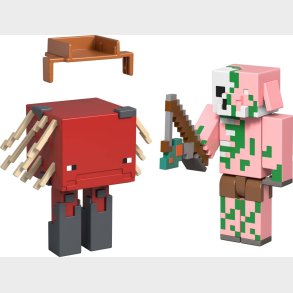 Minecraft Figur-st Med 2 Figurer - Zombificeret Piglin & Strider