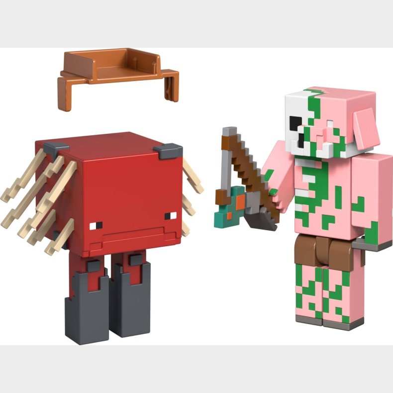 Minecraft Figur-st Med 2 Figurer - Zombificeret Piglin & Strider