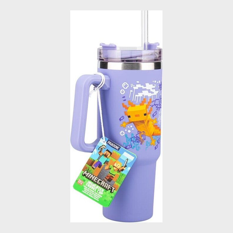 Minecraft Purple 900ml Insulated Cup And Straw