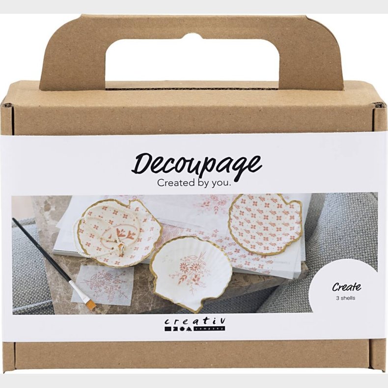 Mini Diy Kit Decoupage - Muslingeskaller - Soft Rosa
