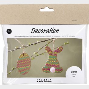 Mini Diy Kit Dekoration - g Og Hare - Brun - Grn - Pink - Gul
