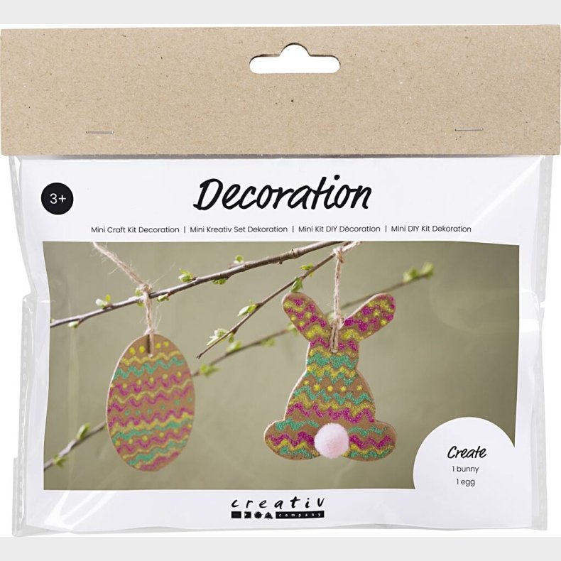 Mini Diy Kit Dekoration - g Og Hare - Brun - Grn - Pink - Gul