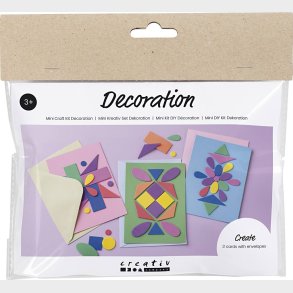 Mini Diy Kit Dekoration - Dekorerede Kort  - Bl - Grn - Pink - 1pk.