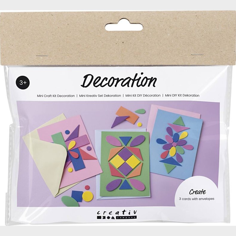 Mini Diy Kit Dekoration - Dekorerede Kort  - Bl - Grn - Pink - 1pk.