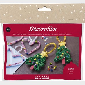 Mini Diy Kit Dekoration - Hjerter Og Juletr�er