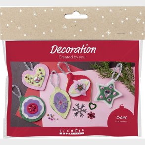 Mini Diy Kit Dekoration - Julepynt I Filt - Assorterede Farver