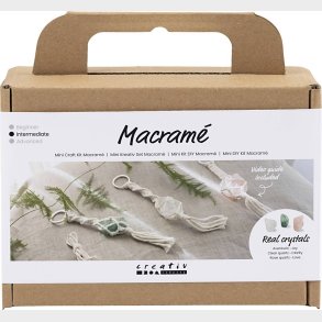 Mini Diy Macram� Kit - N�glering - Mat Transparent - St�vet Gr�n Sart Rosa Lys Natur