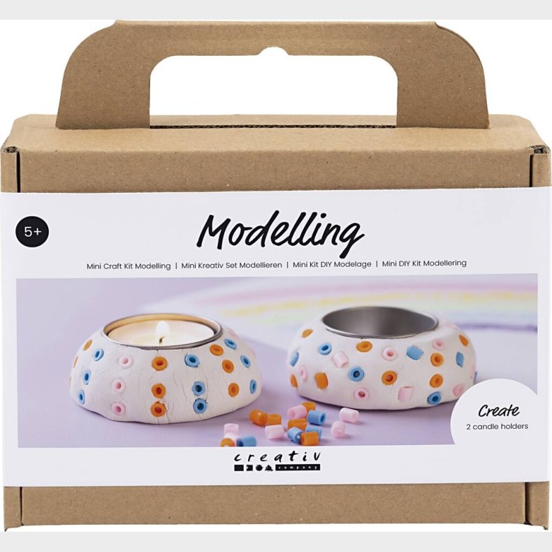 Mini Diy Kit Modellering - Lysestager - Hvid - 1pk.