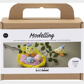 Mini Diy Kit Modellering - Pskefamilie - Lys Bl - Orange - Pastelpink - Lys Gul