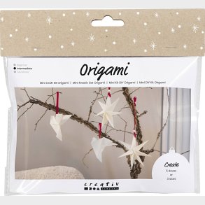 Mini Diy Kit Origami - Duer/stjerner - Mrk Rd - Rhvid - 1pk.