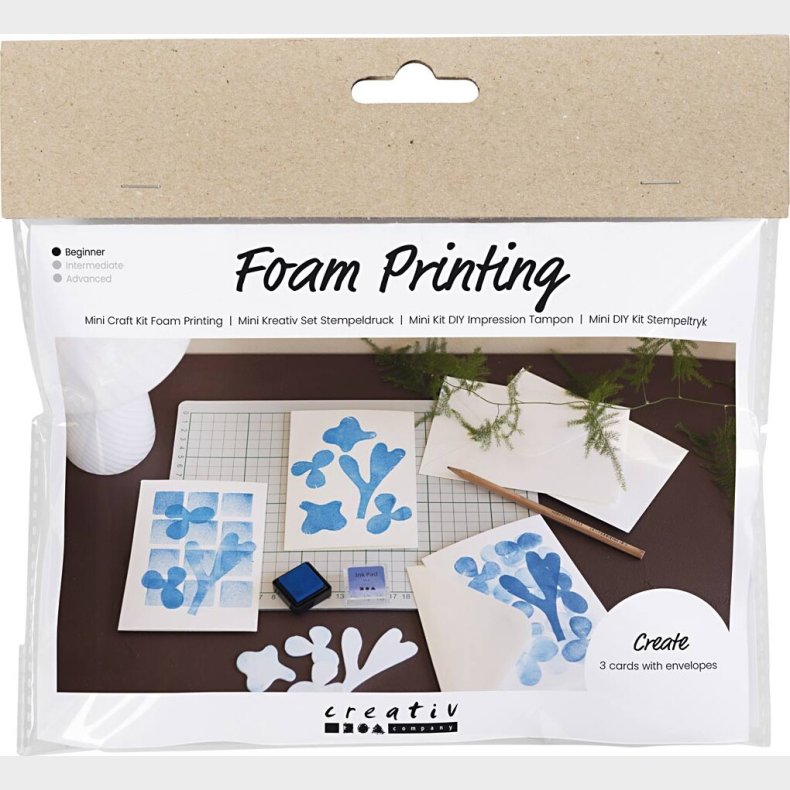 Mini Diy Kit Stempeltryk - Kort Med Motiv - Hvid - Off White - 1pk.