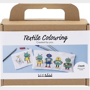 Mini Diy Kit Tekstilfarvelgning - Robot - Primrfarver