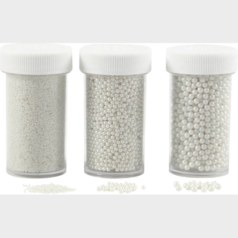 Sm Mini Glaskugler - Perlemor - Str. 0,6-0,8+1,5-2+3 Mm - 3x45 G