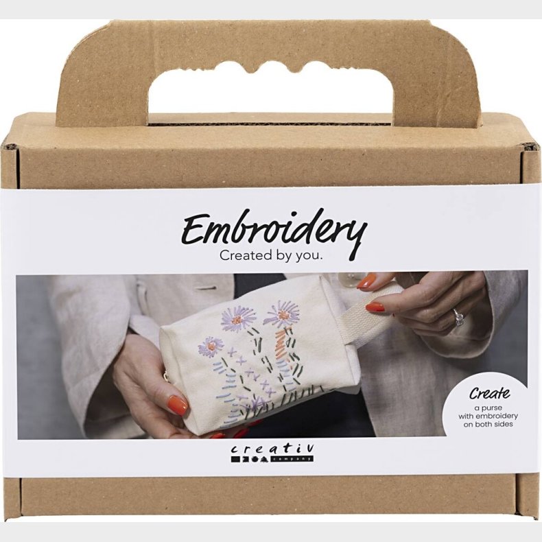 Mini Kreativt St Med Broderi - Makeup-pung - Creme