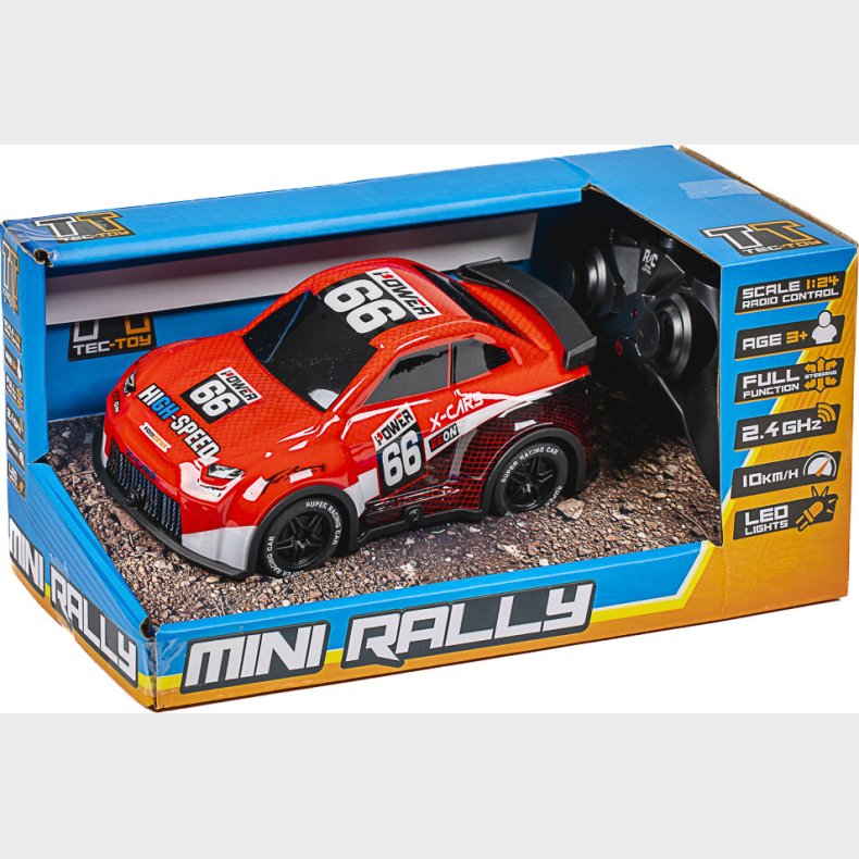 Mini Rally R/c 1:24 2,4ghz W/light, Red - Tec-toy