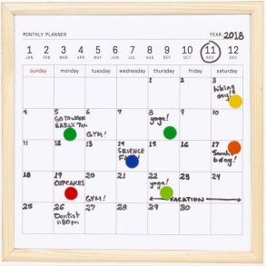 Kikkerland - Mini Whiteboard Kalender Inkl. Tusch - 20x20 Cm