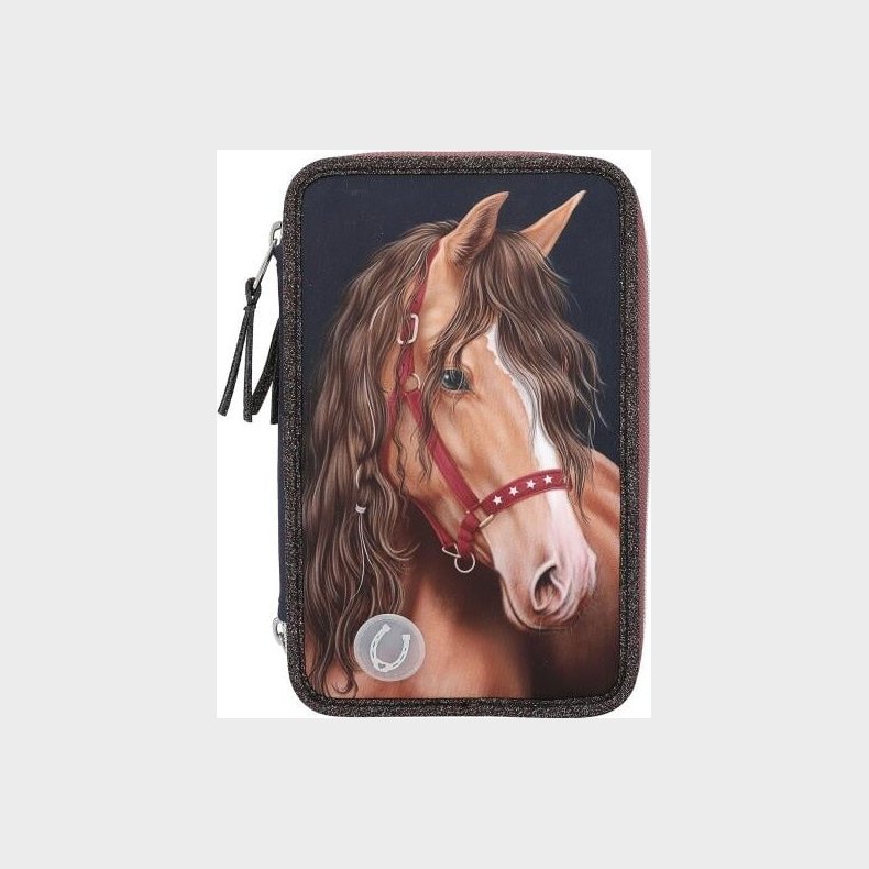 Miss Melody - Trippel Penalhus Med Indhold Og Lys - Glitter Horse