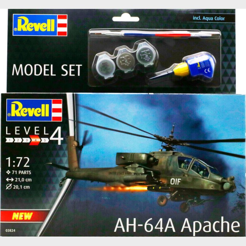 Revell - Ah-64a Apache Male Byggest Model Helikopter - 63824