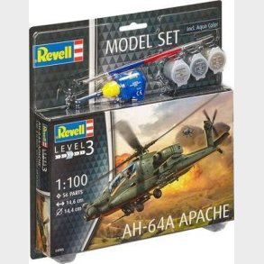 Revell - Ah-64a Apache Helikopter Bygges�t Inkl. Maling - 1:100 - Level 3 - 64985