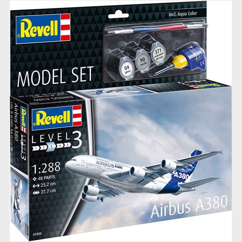 Revell - Airbus A380 Modelfly Byggest - 1:288 - Level 3 - 63808