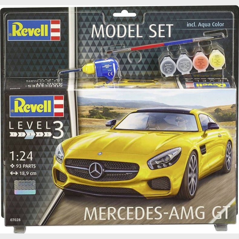 Revell - Mercedes Amg Gt Byggest Inkl. Maling - 1:24 - Level 3 - 67028