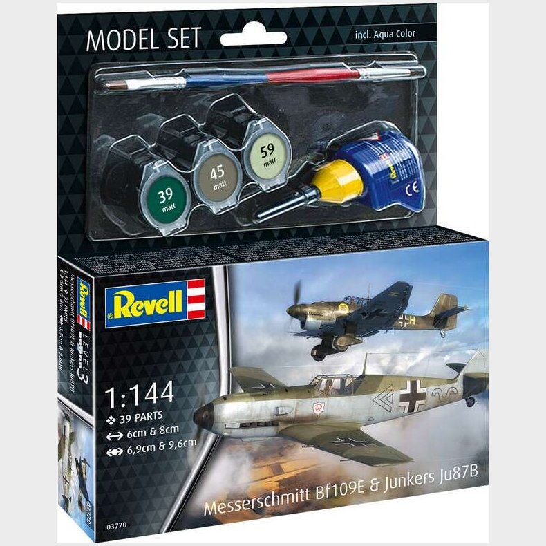 Revell - Messerschmitt Bf 109 E Og Junkers Ju 87b - 1:144 - Level 4 - 63770