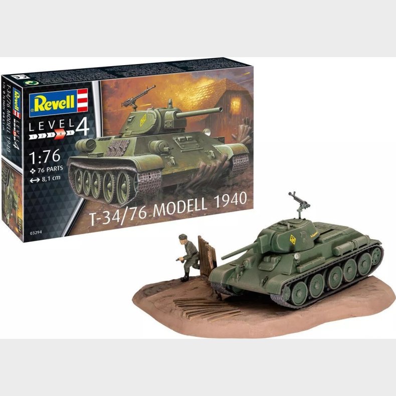 Revell - T-34/76 Modell 1940 Byggest - 1:76 - Level 4 - 03294