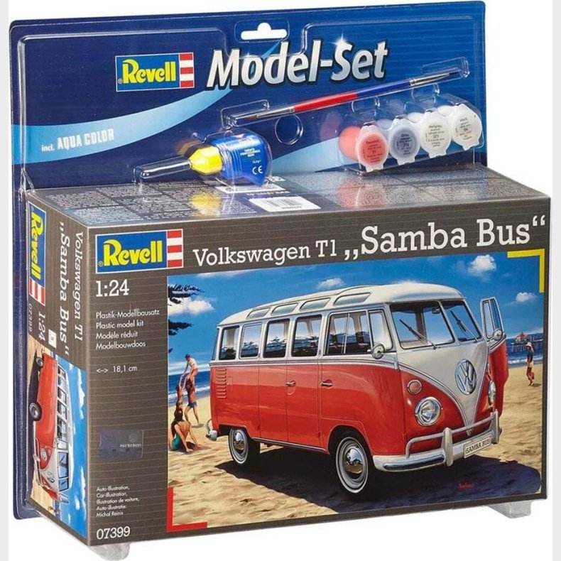 Revell - Vw T1 Samba Bus Byggest Inkl. Maling - 1:24 - 67399