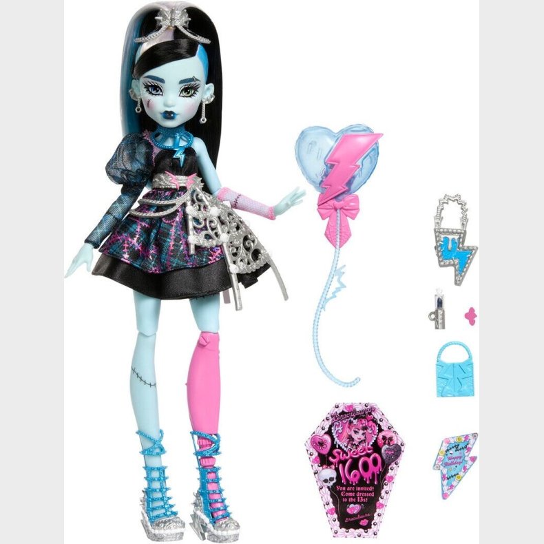 Monster High - Skr�mmende S�d F�dselsdag - Frankie Stein Dukke