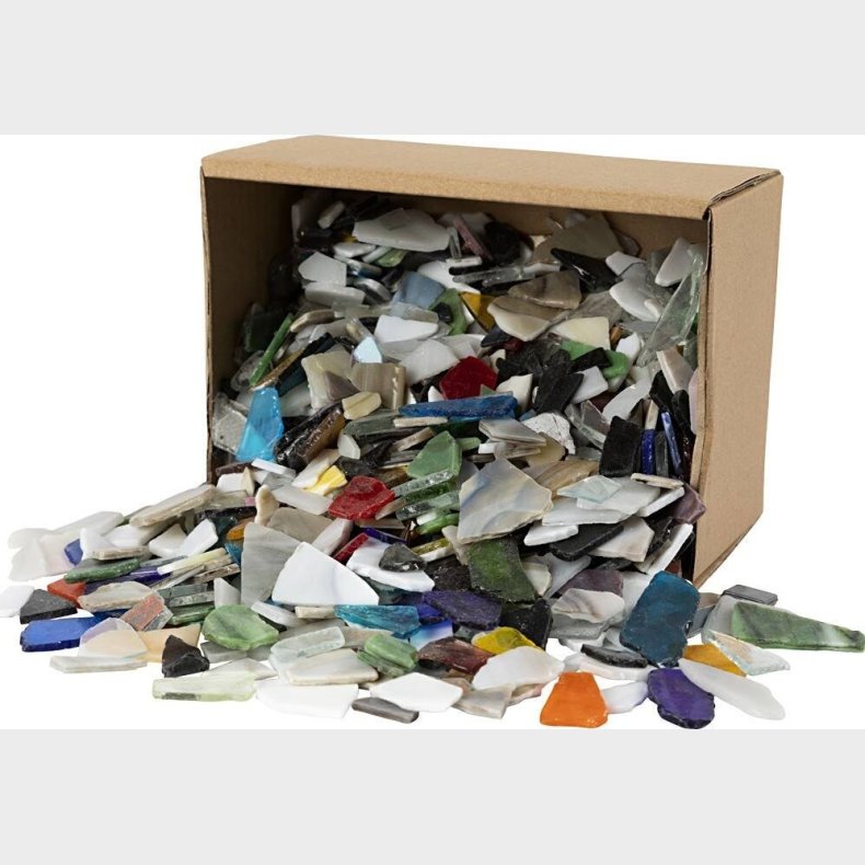 Mosaik - Str. 8-20 Mm - Tykkelse 2-3 Mm - Indhold Kan Variere - Assorterede Farver - 2 Kg