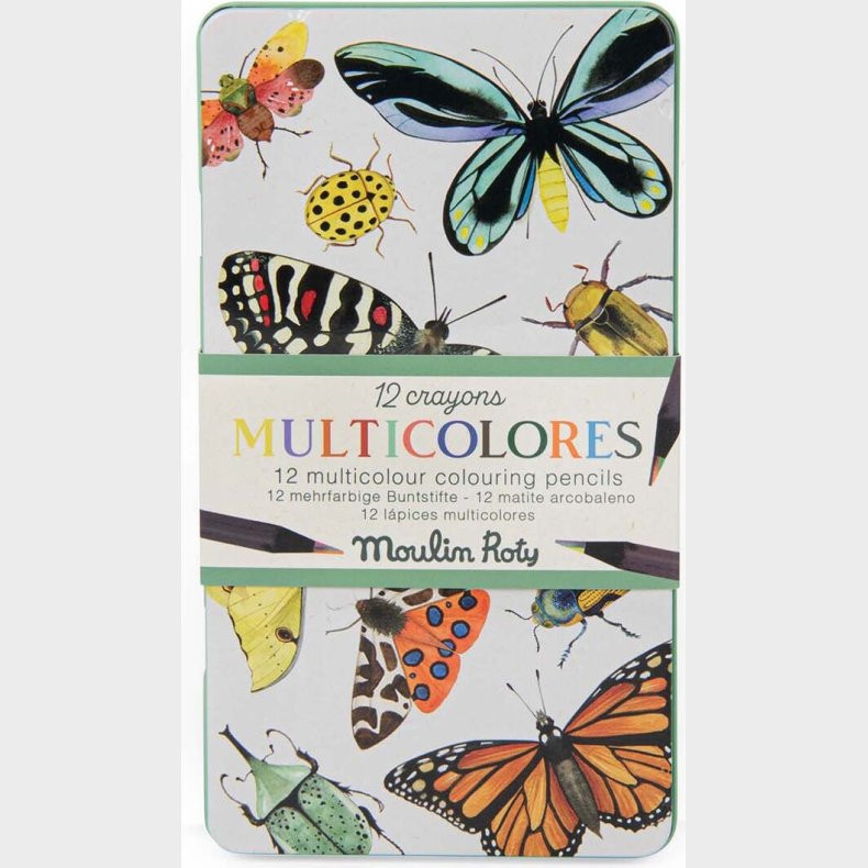 Moulin Roty - Farveblyanter 12 Stk - Flerfarvede - Tout Autour Du Monde