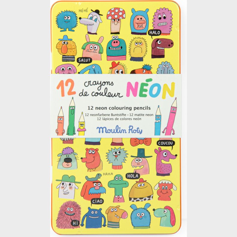Moulin Roty - Farveblyanter 12 Stk - Neon - Les Schmouks