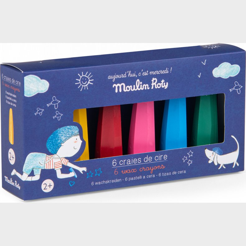 Moulin Roty - Farvekridt 6 Stk - Aujourd'hui C'est Mercredi