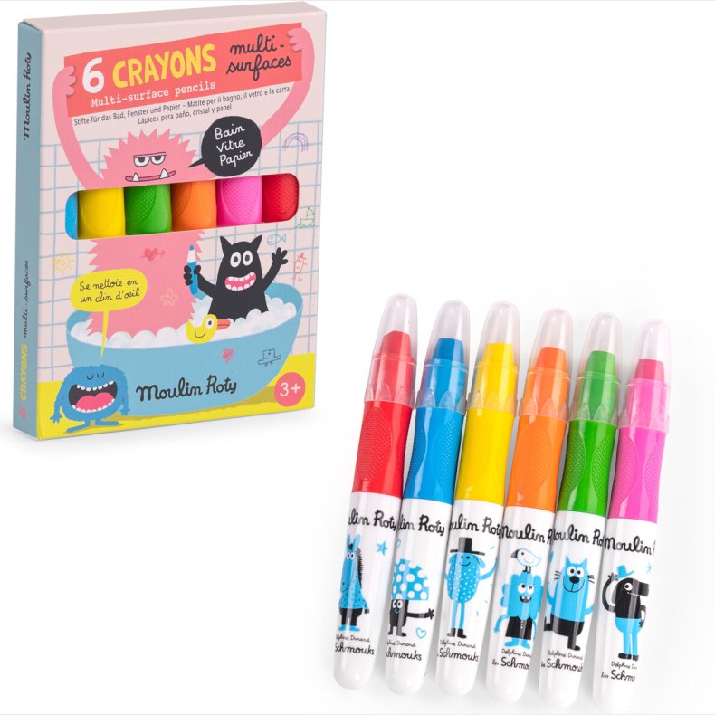 Moulin Roty - Farvekridt 6 Stk - Multi-surface Neon - Les Schmouks
