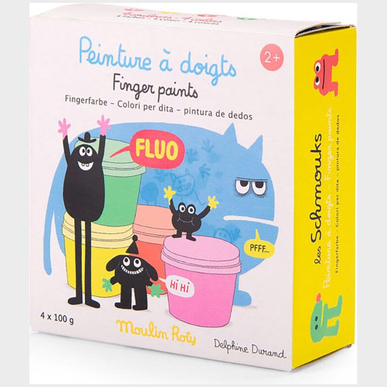 Moulin Roty - Fingermaling 4 X 100 G - Neonfarvet - Les Schmouks