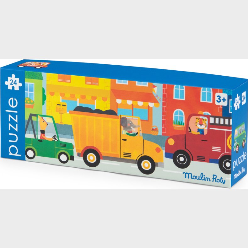 Moulin Roty - Puslespil 24 Brikker - Biler - Les Popipop