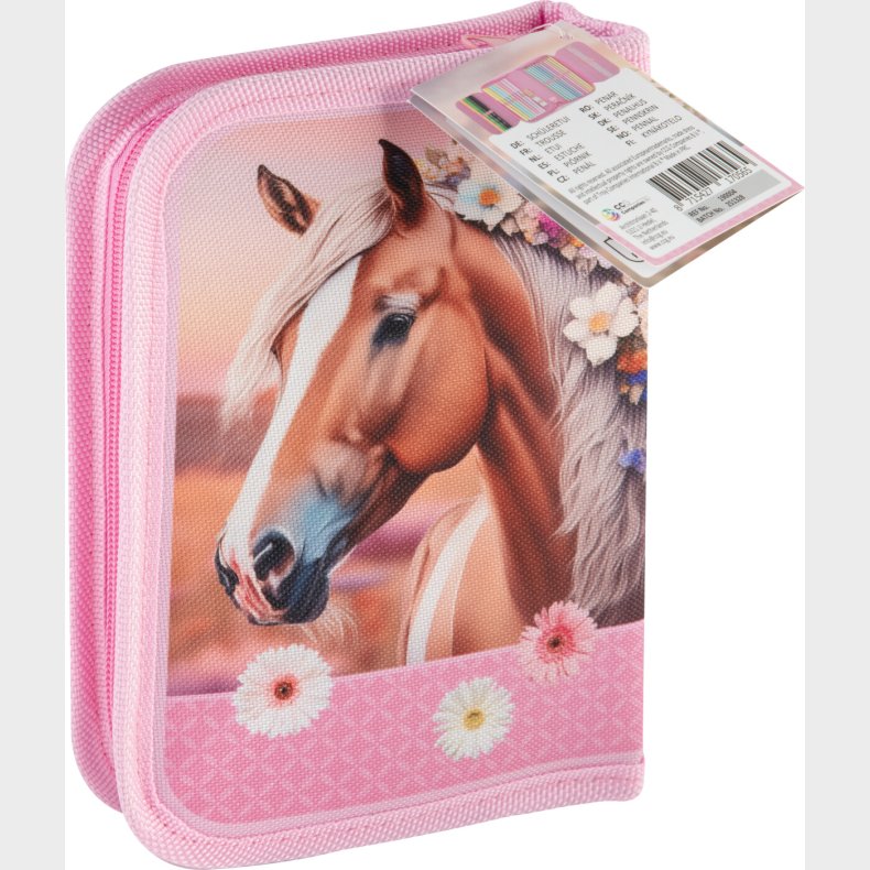 Moxy - Fyldt Penalhus Med Hestemotiv, 20 X 13,5 Cm, 28 Dele: Tuscher