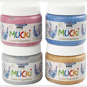 Mucki Fingermaling - Metallic Bl� - Metal Guld - Metallic Rosa - Metal S�lv - 4x150 Ml