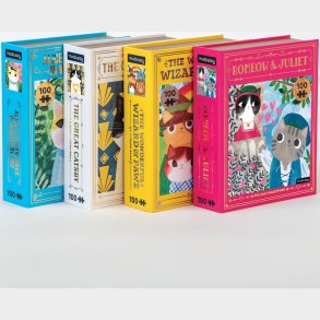 Mudpuppy - Puslespil 100 Brikker - The Great Catsby Bookish Cats