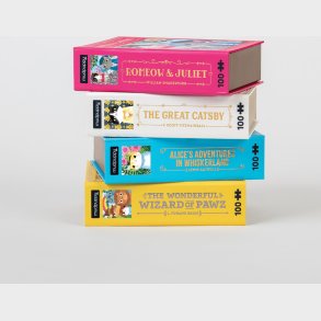 Mudpuppy - Puslespil 100 Brikker - The Wonderful Wizard Of Pawz Bookish Cats