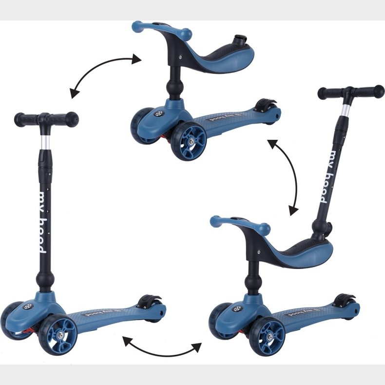 My Hood - 2-i-1 L�becykel Og L�behjul - Kick'n Ride - Bl�
