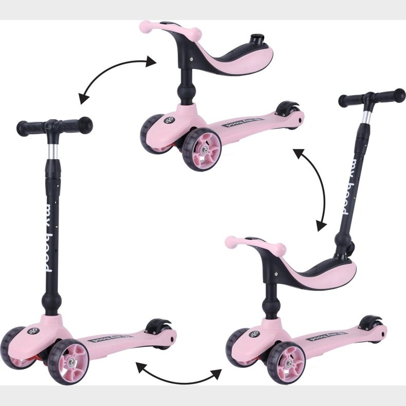 My Hood - 2-i-1 L�becykel Og L�behjul - Kick'n Ride - Pink