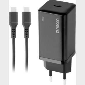Nacon - 65w Ac-adapter Til Nintendo Switch Ii - 65w Ladeeffekt - Aftageligt 1,5 M Usb-c Kabel (sort)