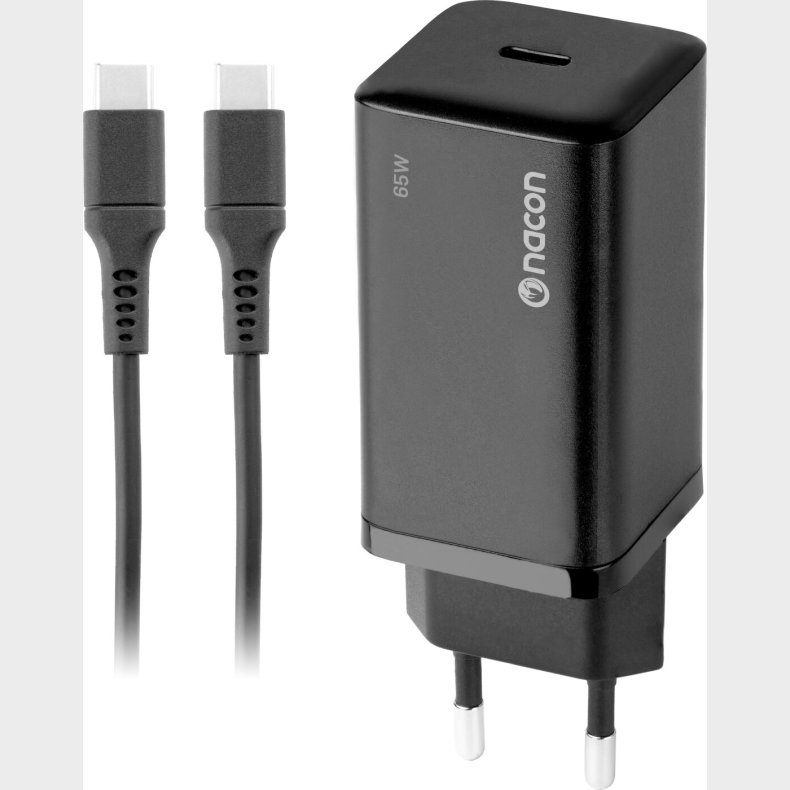 Nacon - 65w Ac-adapter Til Nintendo Switch Ii - 65w Ladeeffekt - Aftageligt 1,5 M Usb-c Kabel (sort)