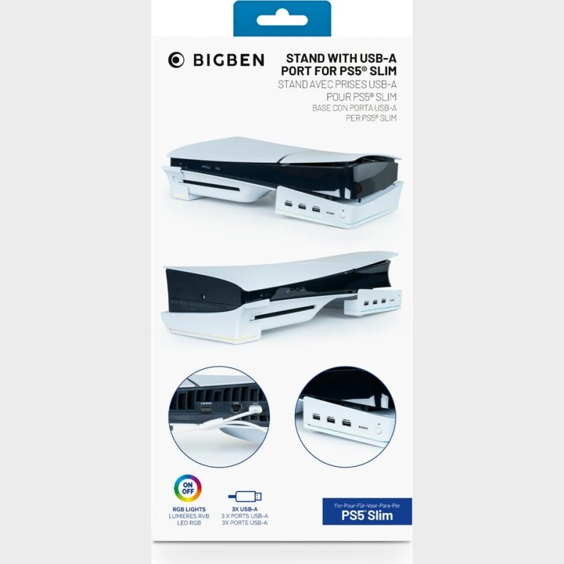 Nacon Horizontal Hub Station Rgb/usb Hub, White Ps5 Slim