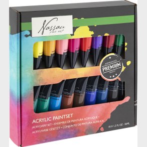 Nassau - Akrylmaling Inkl. Fluorescerende & Metallisk (18x 6 Ml)